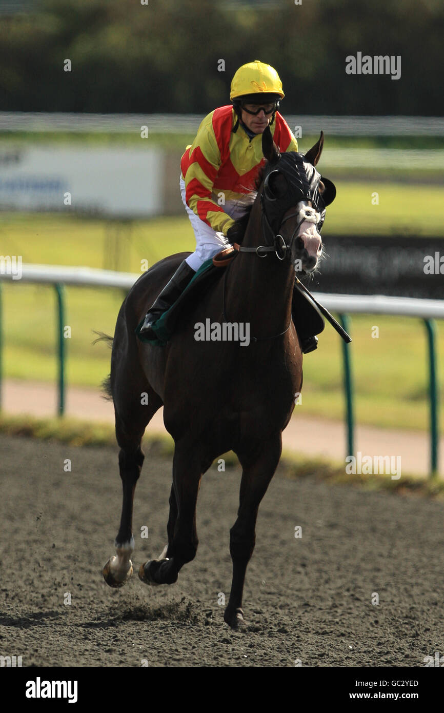 Diriculous ridden by Kieren Fallon goes to post in the Burstow Handicap Stakes Stock Photo
