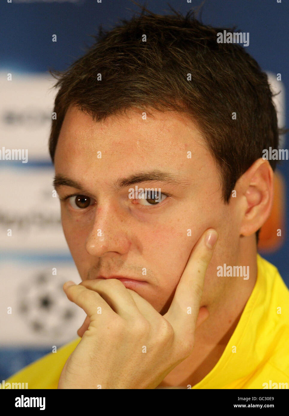 Soccer - UEFA Champions League - Group B - Manchester United Press Conference - Old Trafford. Manchester United's Jonny Evans during a Press Conference at Old Trafford, Manchester. Stock Photo