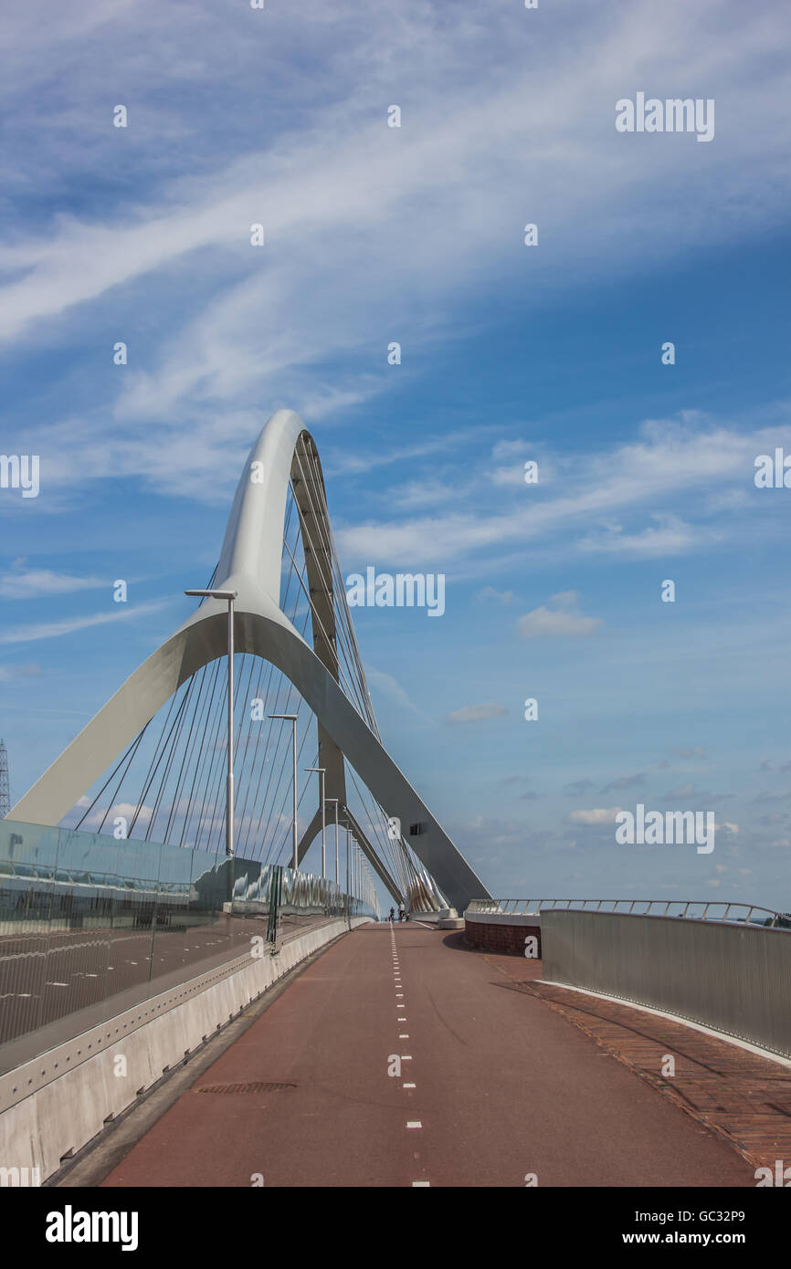 Bicycle lane on the bridge across the river Waal in Nijmegen, Holland Stock Photo