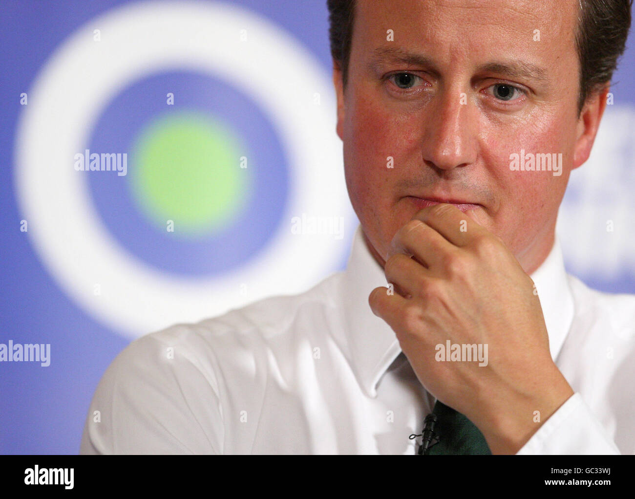 Conservative Party leader David Cameron speaks at a question and answer session with residents at the Harpur Suite in Bedford, Bedfordshire, ahead of the Mayoral by-election on October 15. Stock Photo