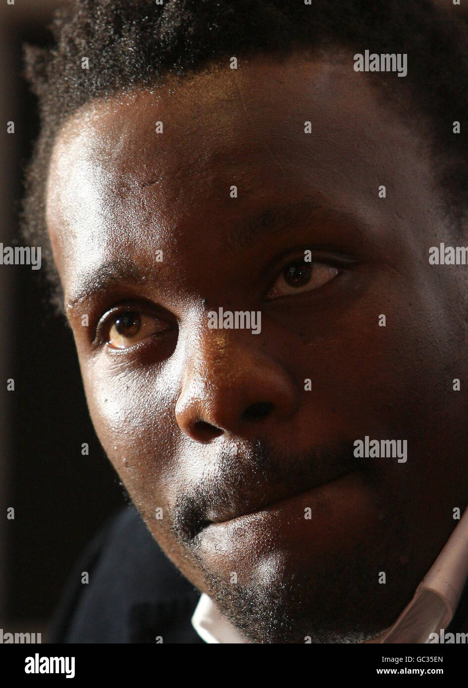 Dereck Chisora during press conference at the Sports Bar and Grill, Marylebone, London. Stock Photo