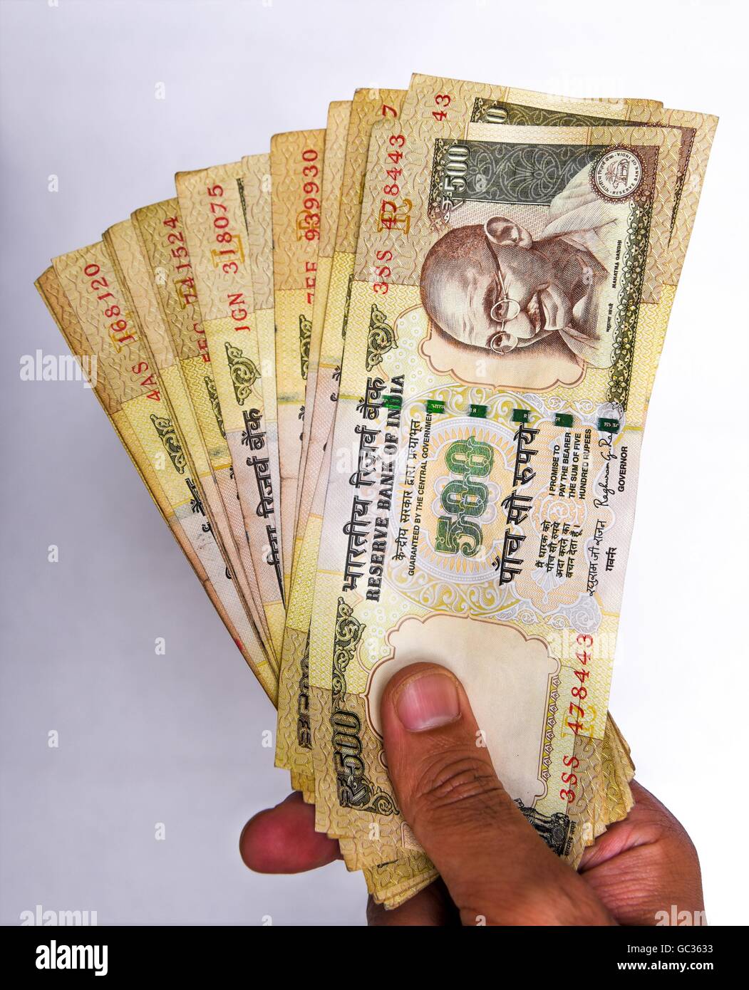 Indian currency notes of rupees 500 value Stock Photo