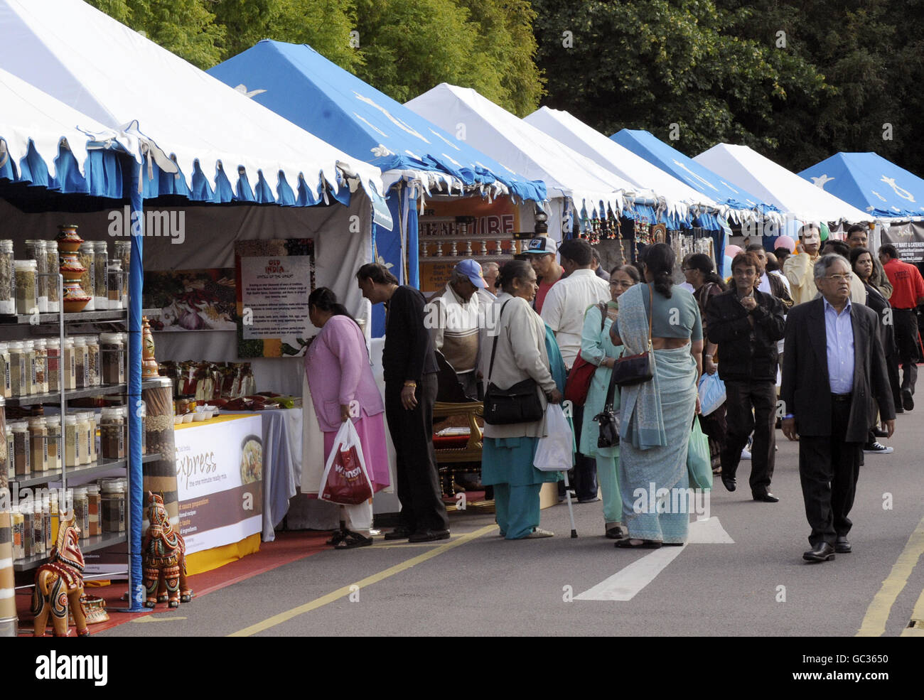 A busy market selling Indian produce at the Village India & Experience