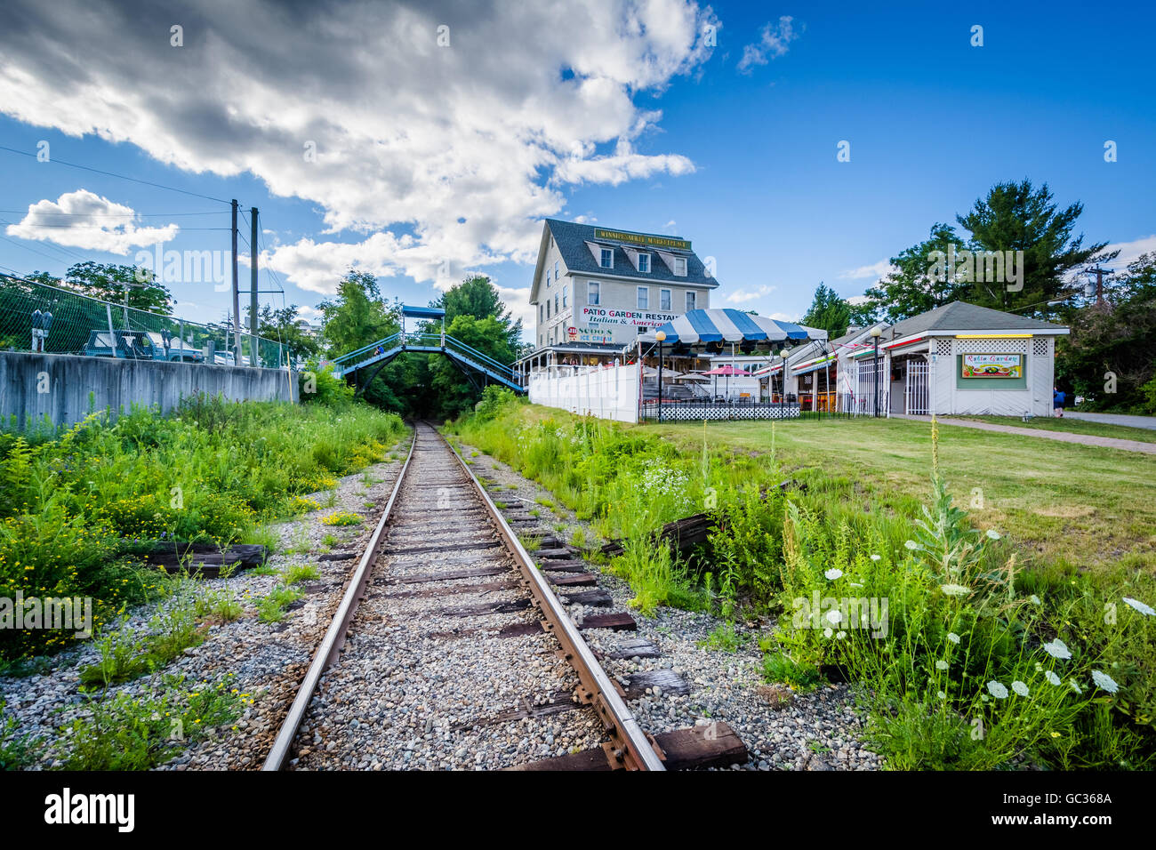 Railroad tracks in Weirs Beach, Laconia, New Hampshire Stock Photo - Alamy
