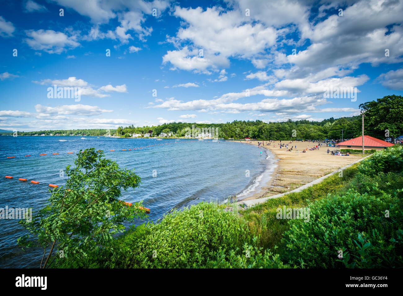 View of Endicott Rock Park Beach along Lake Winnipesaukee in Weirs