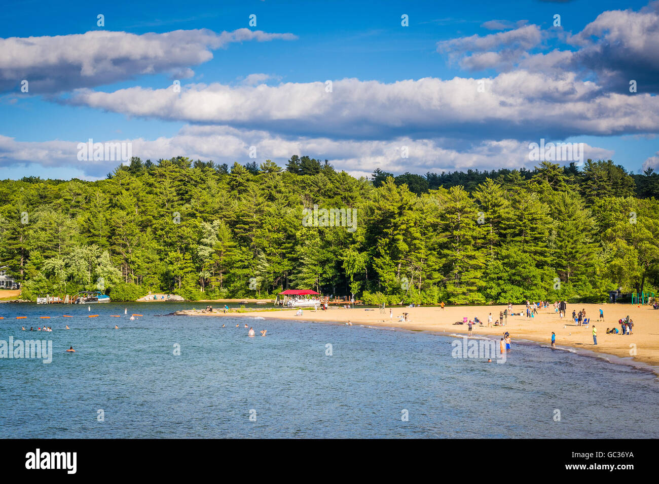 View of Endicott Rock Park Beach along Lake Winnipesaukee in Weirs