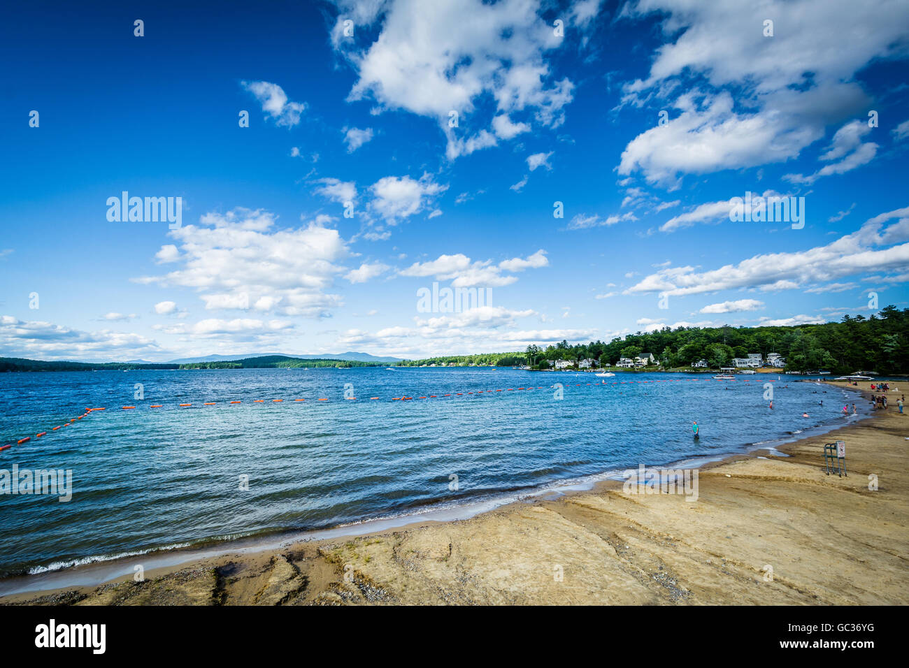 View of Endicott Rock Park Beach along Lake Winnipesaukee in Weirs