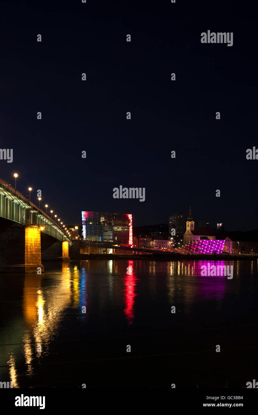 Nibelungenbruecke bridge in Linz, Upper Austria, Austria, Europe Stock ...