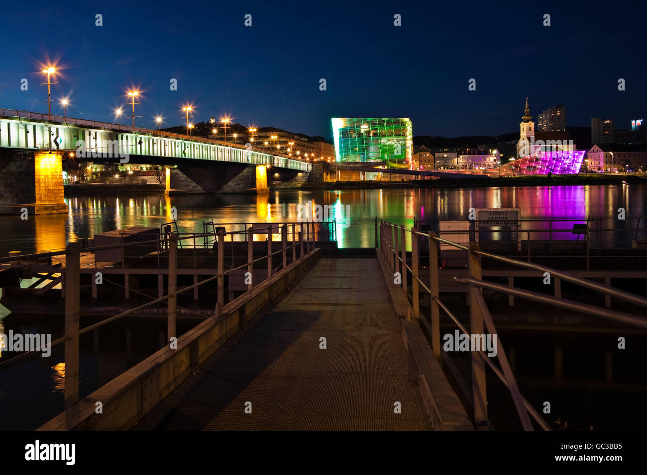 Nibelungenbruecke bridge in Linz, Upper Austria, Austria, Europe Stock ...