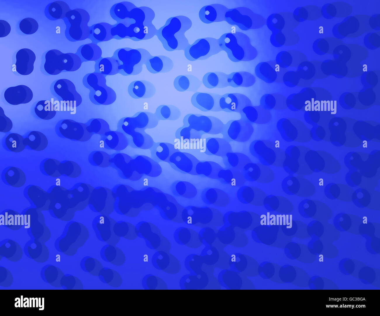 Cell colored blue particles interactions Stock Photo