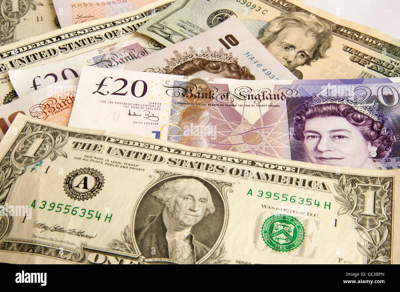 Pound Sterling And Dollar Banknotes Stock Photo Alamy