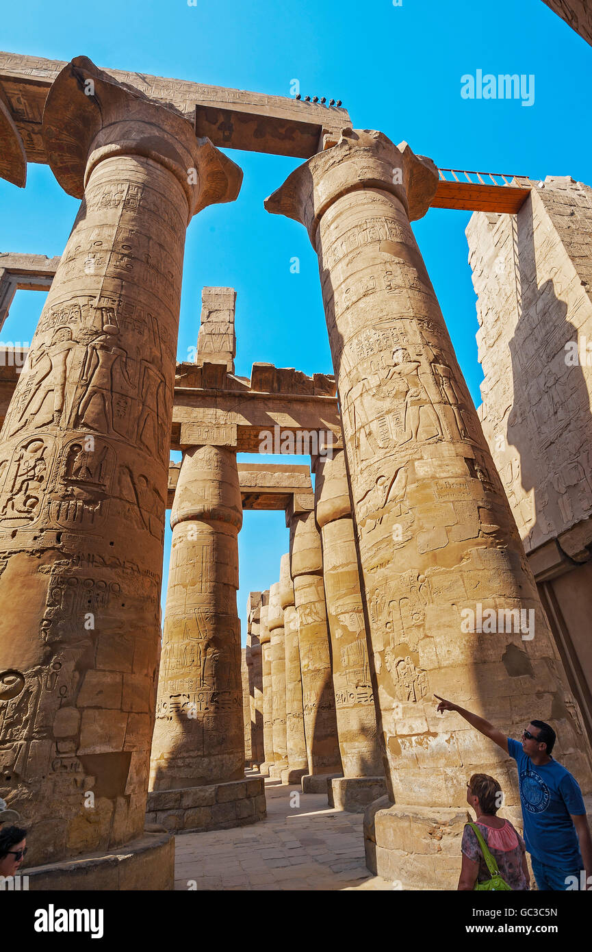 Arcade in Temple of Amun-Re, Karnak Temple, Karnak, Luxor, Egypt Stock Photo