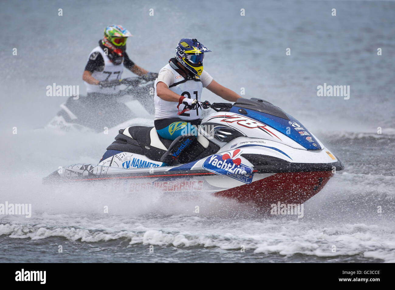 Jet ski races, Brodenbach, RhinelandPalatinate, Germany Stock Photo