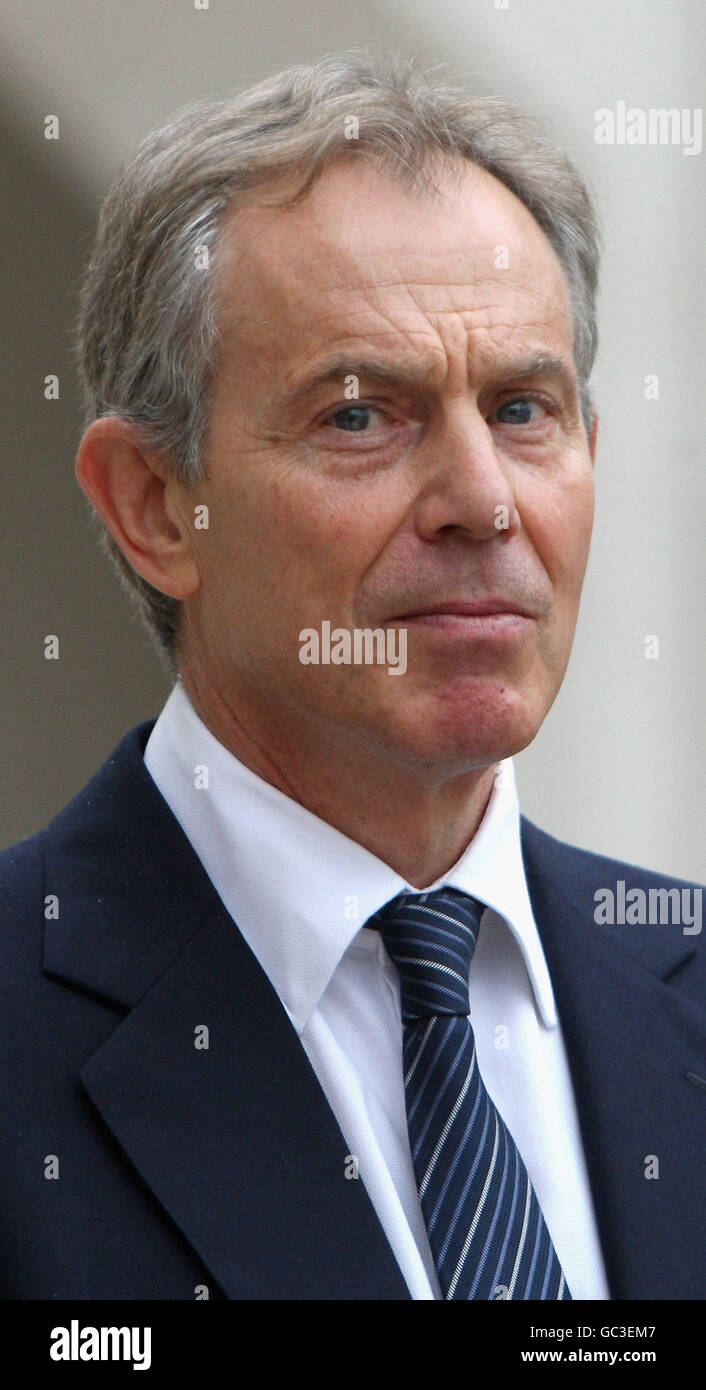 Former Prime Minister Tony Blair during a reception at the Guildhall in London following the service of commemoration at St Paul's Cathedral honouring UK military and civilian personnel who served in Iraq. Tony Blair served as British Prime Minster for ten years, from 1997 to 2007. Stock Photo