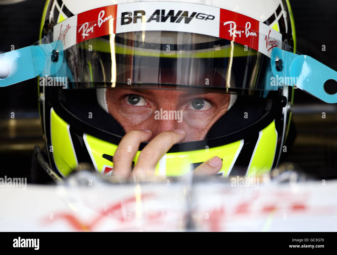 Formula One Motor Racing - Italian Grand Prix - Practice Day - Monza. Brawn GP's Jenson Button during first practice at the Monza Circuit, Italy. Stock Photo