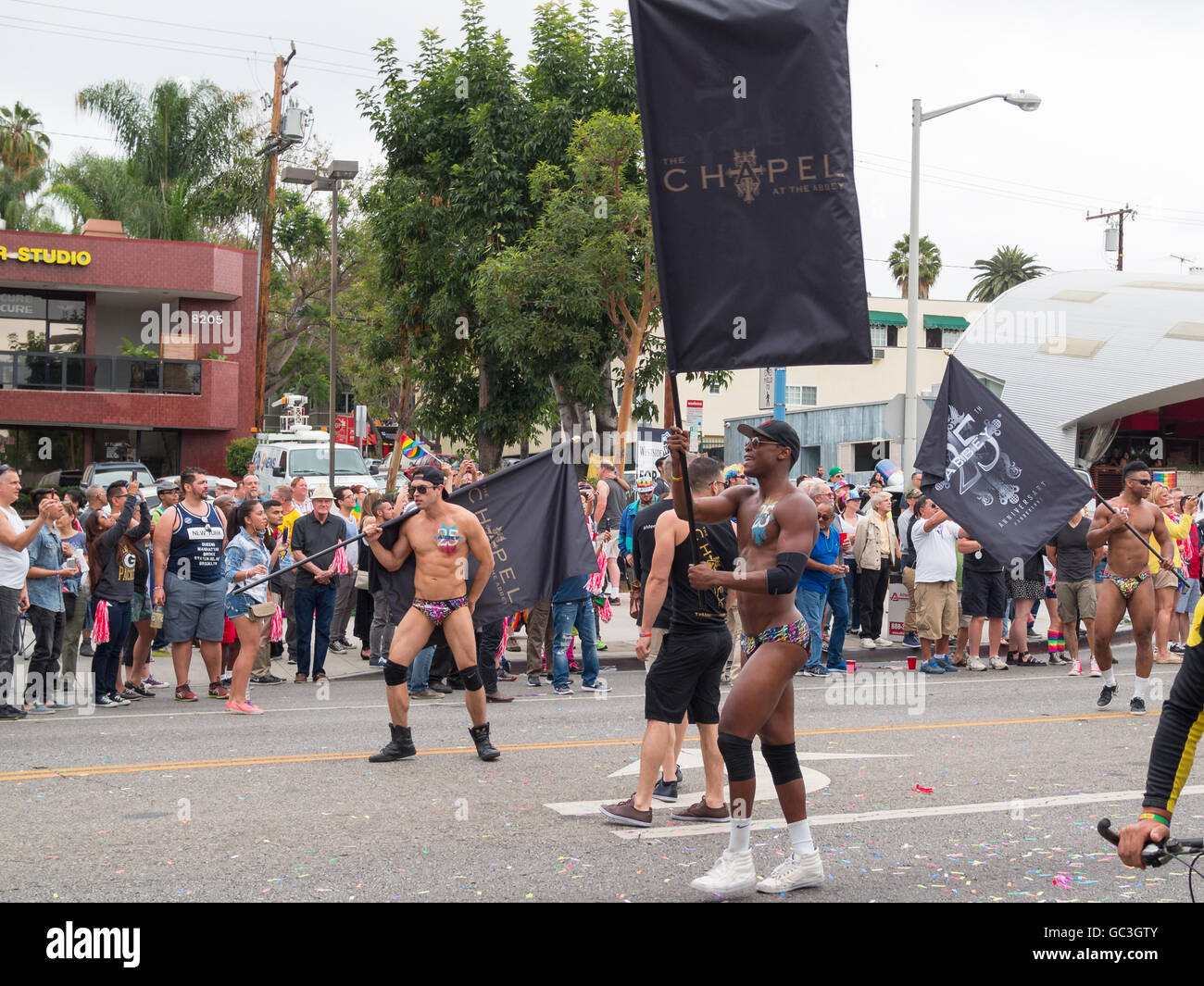 The Abbey Bar boys parading in LA Pride Parade 2016 Stock Photo - Alamy