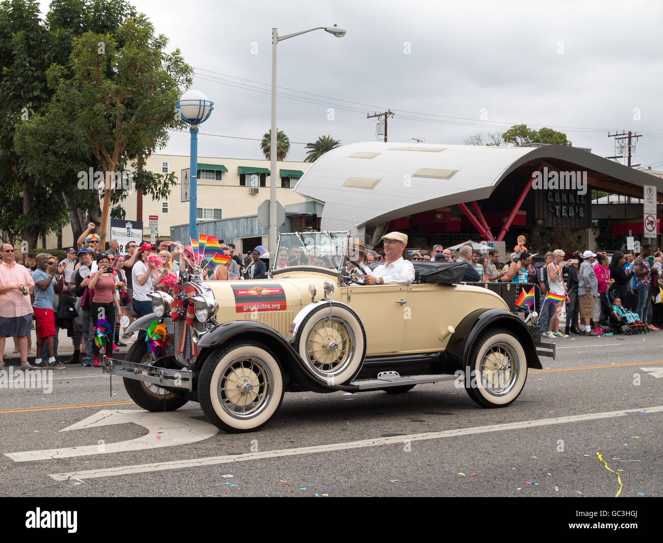 Calssical car parading in LA Pride Parade 2016 Stock Photo