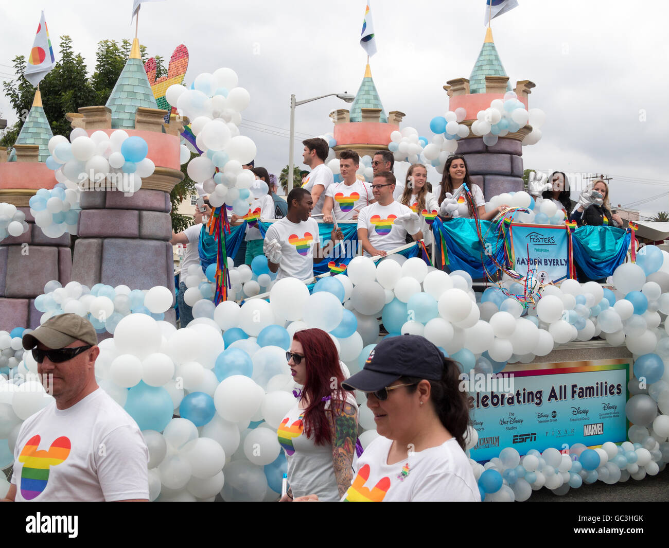 Disney truck balloon covered parading in LA Pride Parade 2016 Stock ...