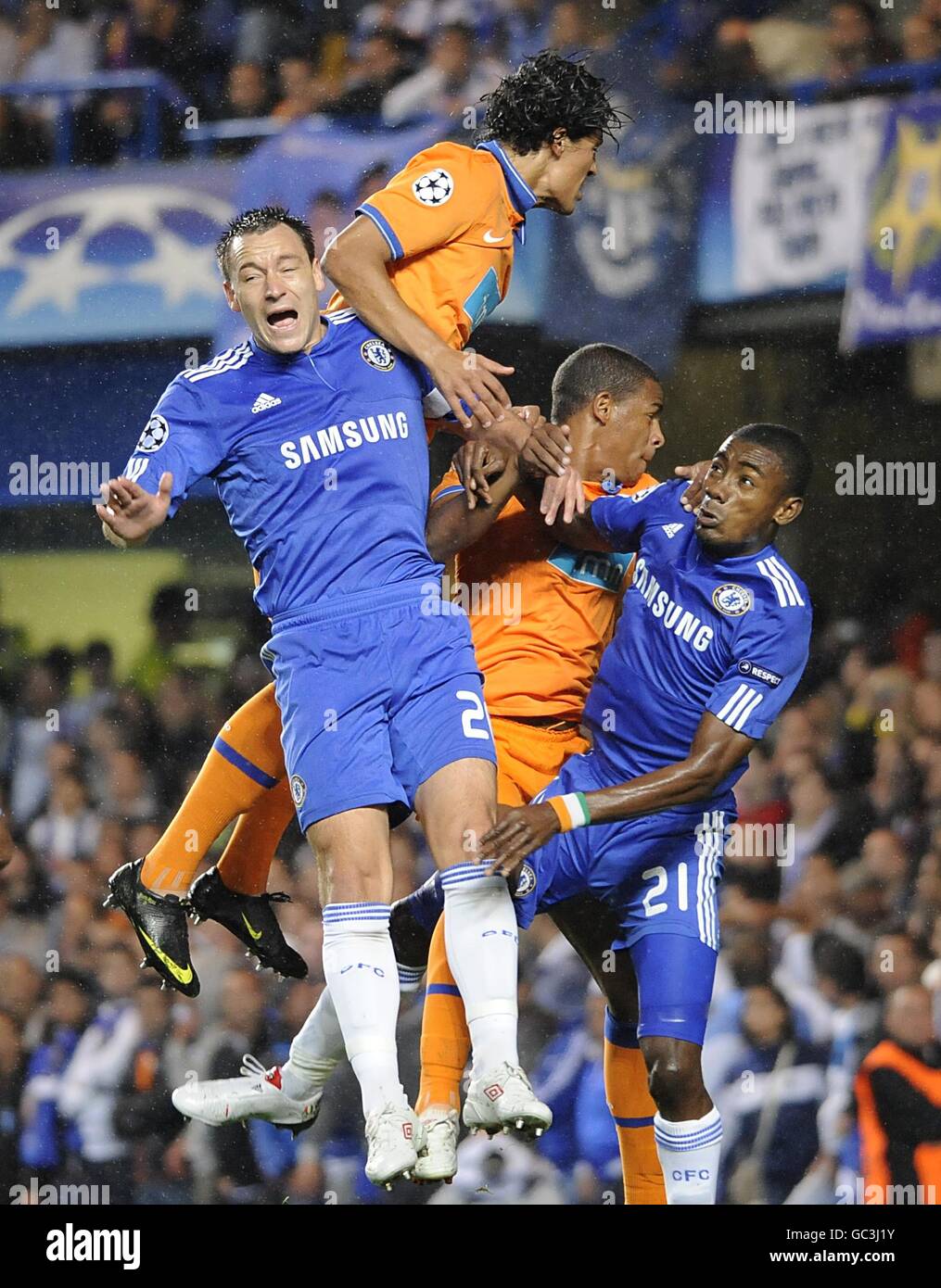 (L-R) Chelsea's John Terry, FC Porto's Eduardo Bruno Alves and Fredy Guarin and Chelsea's Salomon Kalou battle for the ball. Stock Photo