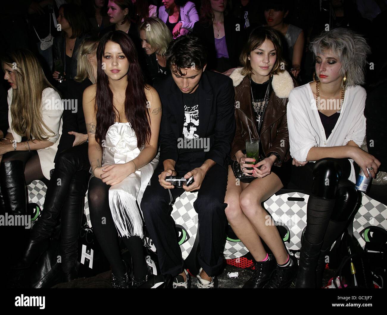 Alexa Chung (second right) and Peaches Geldof (left) at the London