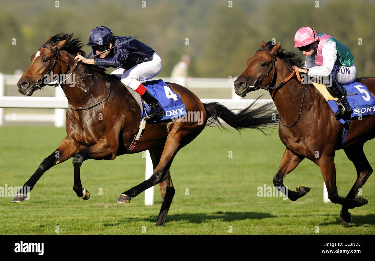 Rip Van Winkle and Johnny Murtagh win The Queen Elizabeth II Stakes from Zacinto and Ryan Moore during the Third Ascot Racecourse Beer Festival at Ascot Racecourse, Ascot. Stock Photo