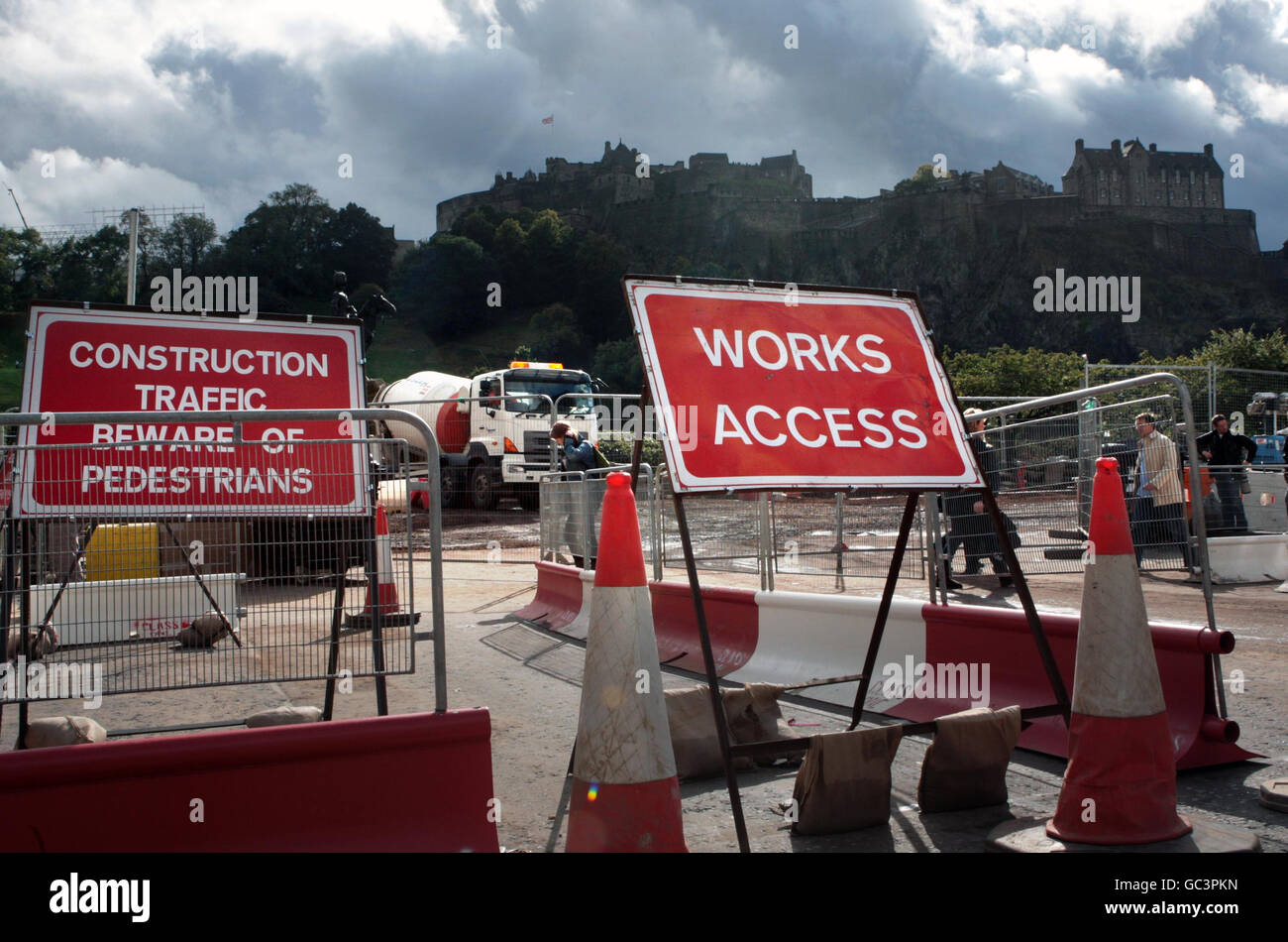 A general view of work on Edinburgh's, tram project, in Princes Street. Stock Photo