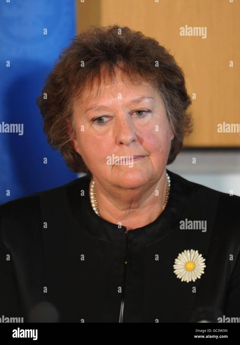 Pat Hall at a press conference held in Bath regarding the death of her