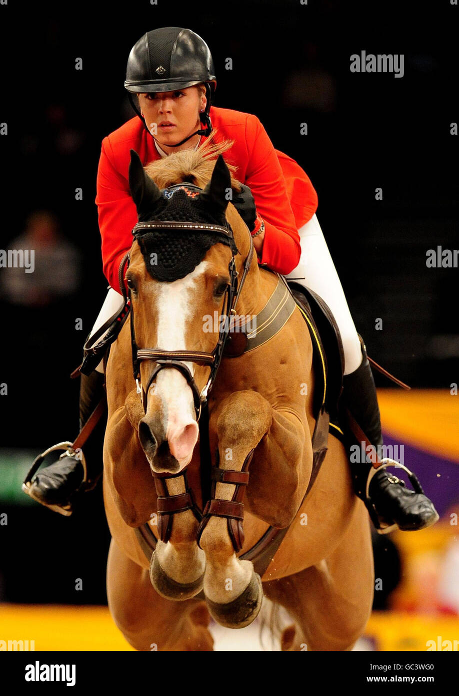 Female show jumper on horse hi-res stock photography and images - Alamy