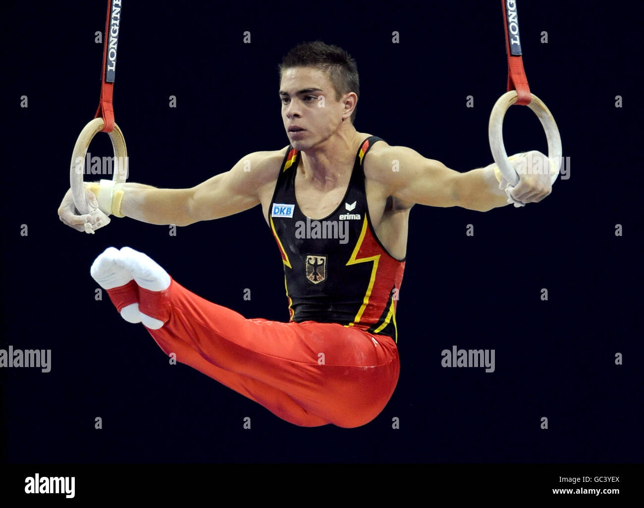 Germanys thomas taranu competes on rings gymnastics world championship ...