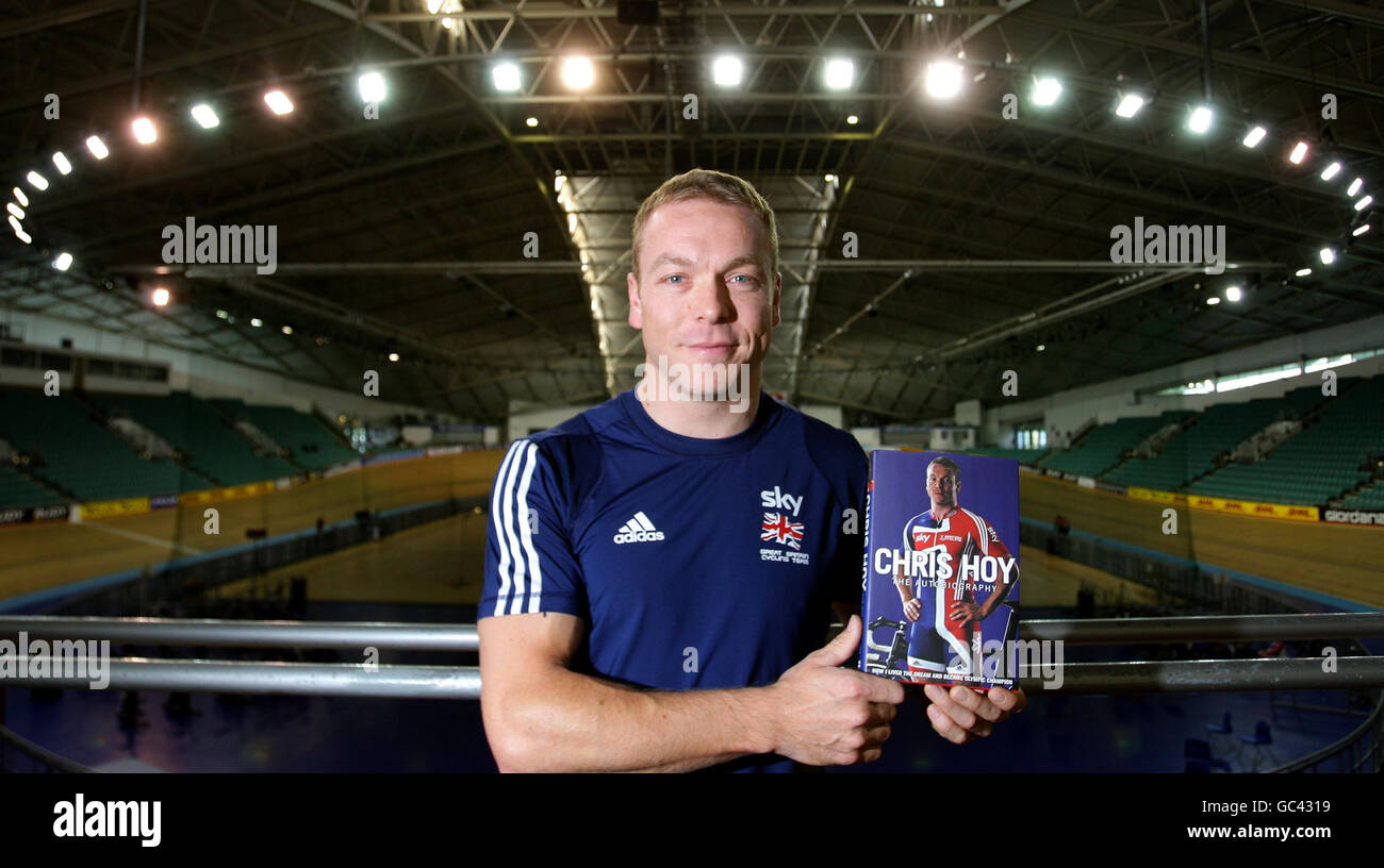 Chris Hoy during the launch of his autobiography at the Manchester Velodrome, Manchester. Stock Photo