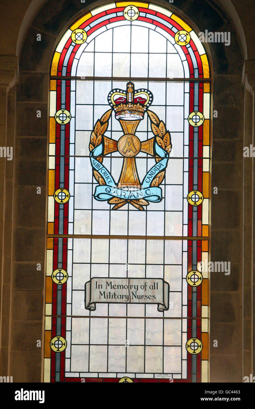 The stained glass window to the Queen Alexandra's Royal Army Nursing