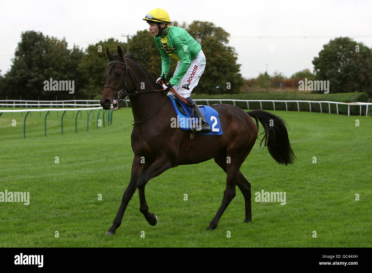 Jockey Jamie Spencer goes to post on Frequency for the European Breeders' Fund Maiden Stakes Stock Photo