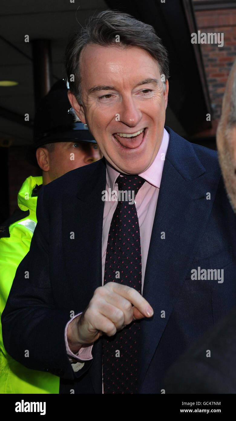 Business Secretary Lord Mandelson arrives at the Civic Centre in Gateshead during a visit to the North East. Stock Photo