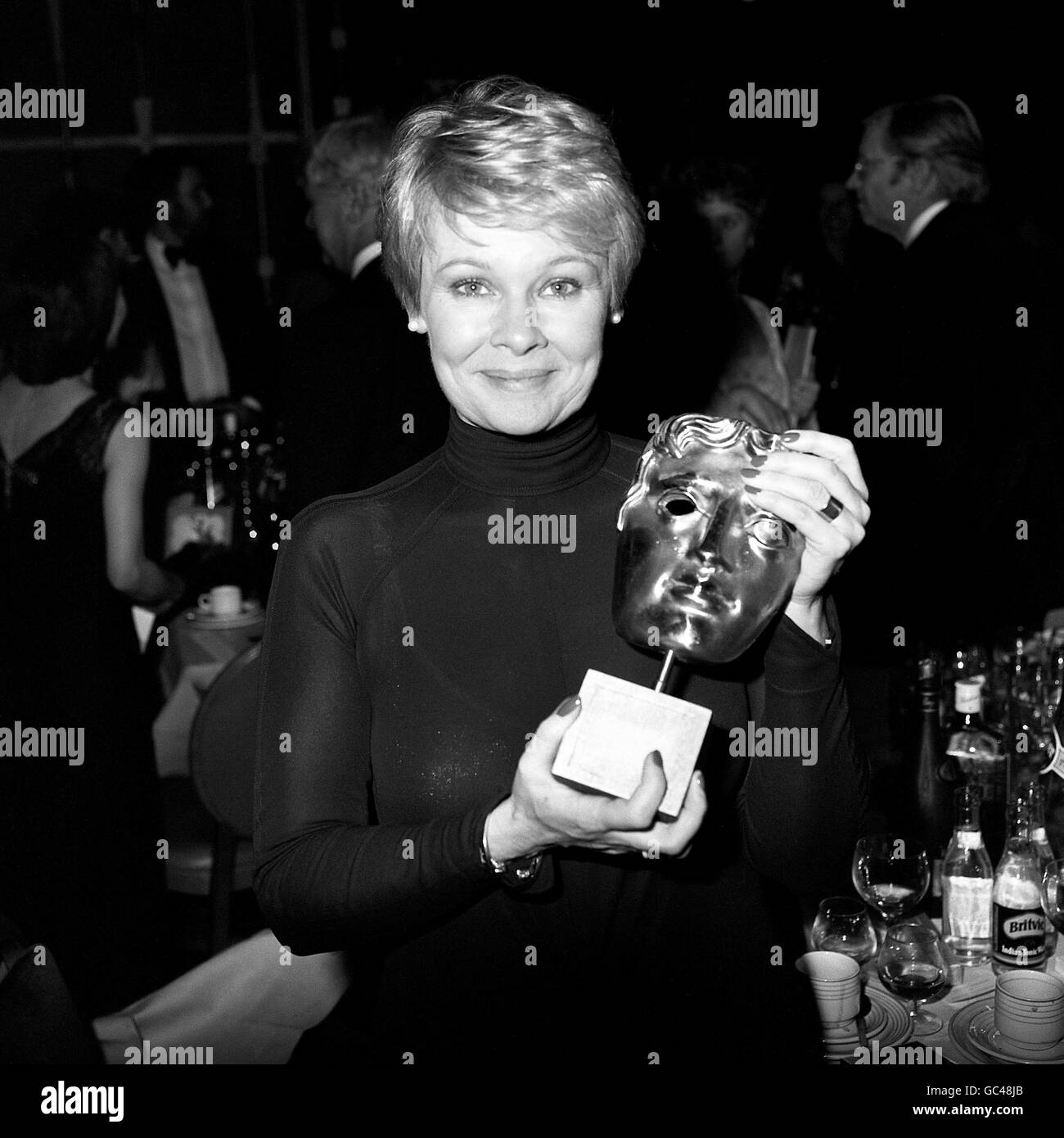 Judi Dench, with her Bafta TV award for Best Actress for 'A Fine Romance', at the British Academy of Film and TV Arts Awards Stock Photo