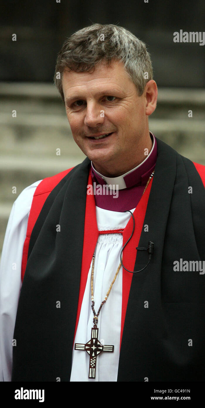 The new Bishop of Shrewsbury The Right Reverend Mark Rylands outside Westminster Abbey in London after his consecration. Stock Photo