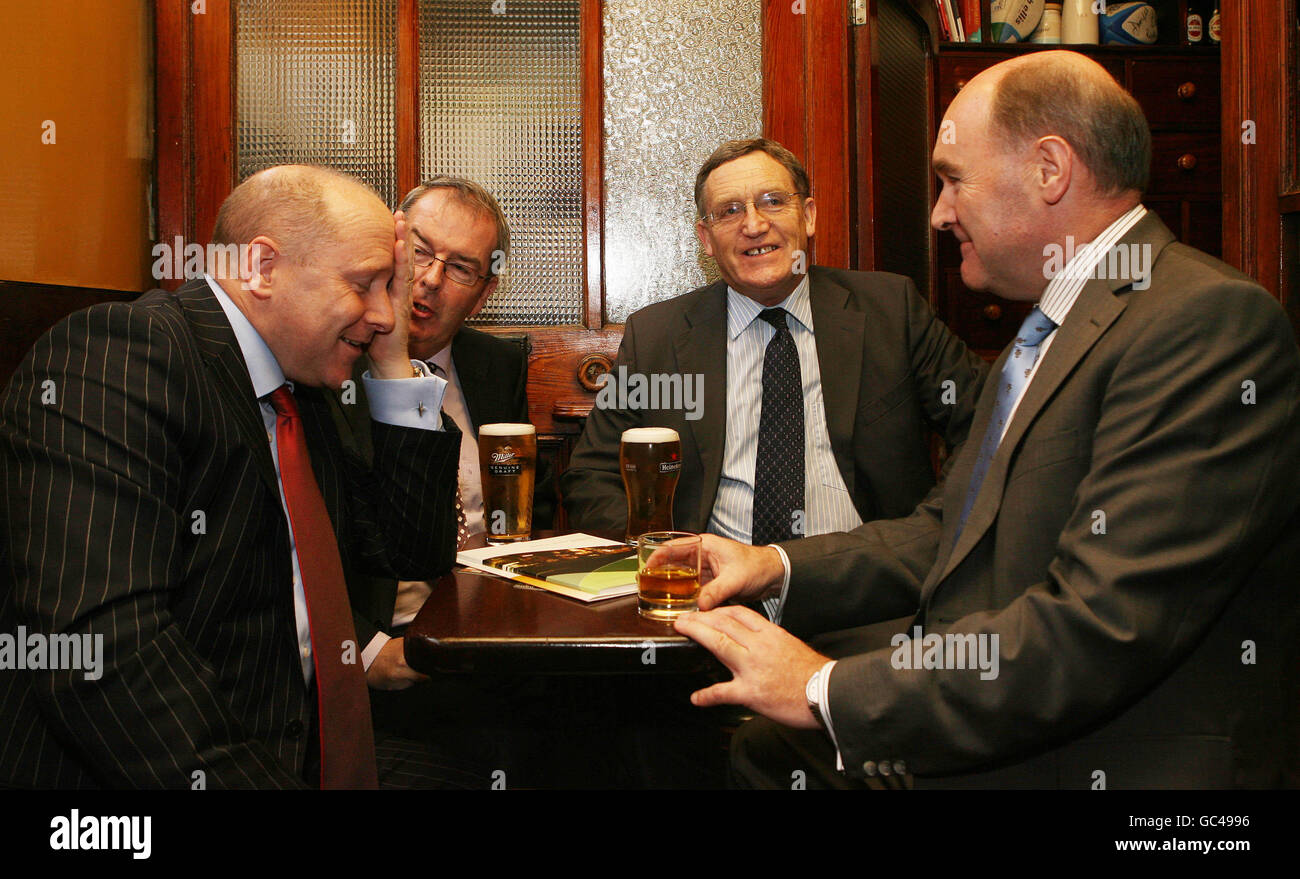 (From the left) Donal O'Keeffe CEO of LVA, Padraig Cribben CEO of VFI, Anthony Foley from DCU and Kieran Tobin, chairman of DIGI, launch the largest ever survey of licensed premises in Ireland at Kehoe's pub in Dublin. Stock Photo