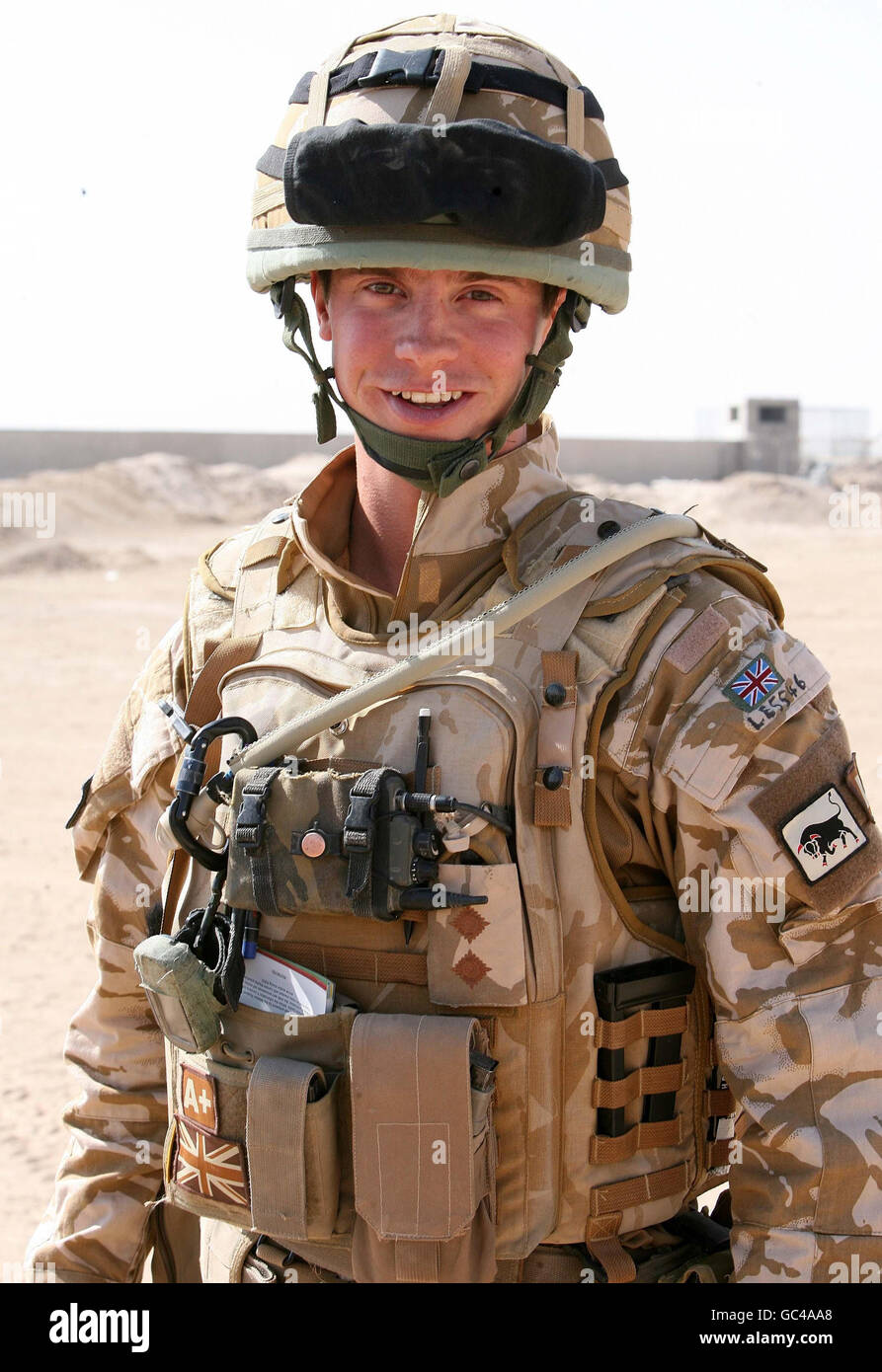 Lt. Paul Lewsey from Bashtead in Surrey, during a training exercise to search for improvised explosive devices (IEDs) at Camp Bastion in Afghanistan. Stock Photo