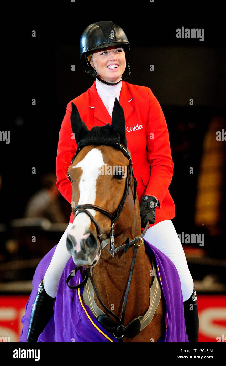 Female show jumper on horse hi-res stock photography and images - Alamy