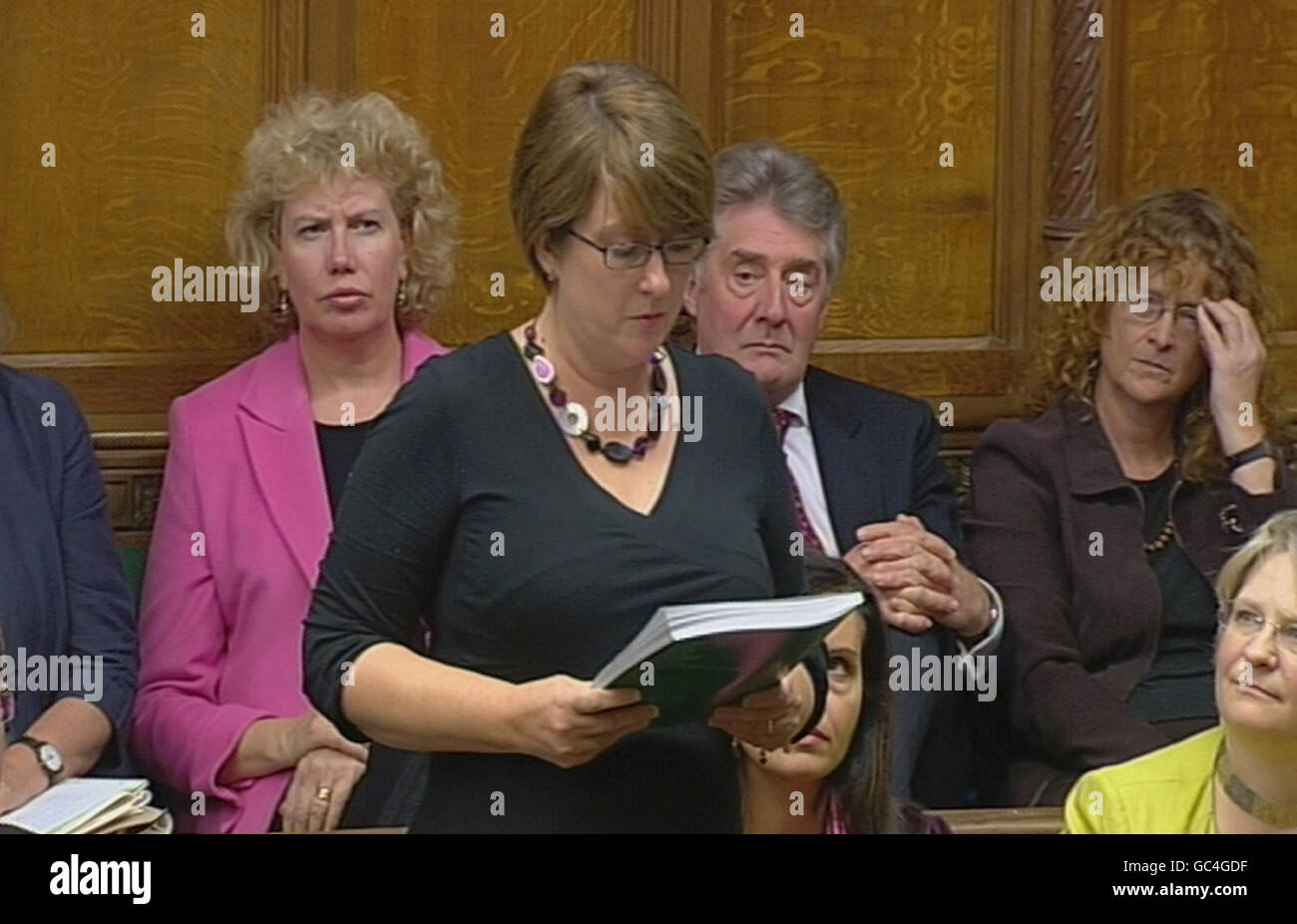 Former home secretary Jacqui Smith makes a public apology in the House of Commons after a watchdog found that she had 'clearly' breached rules on second home expenses. Stock Photo
