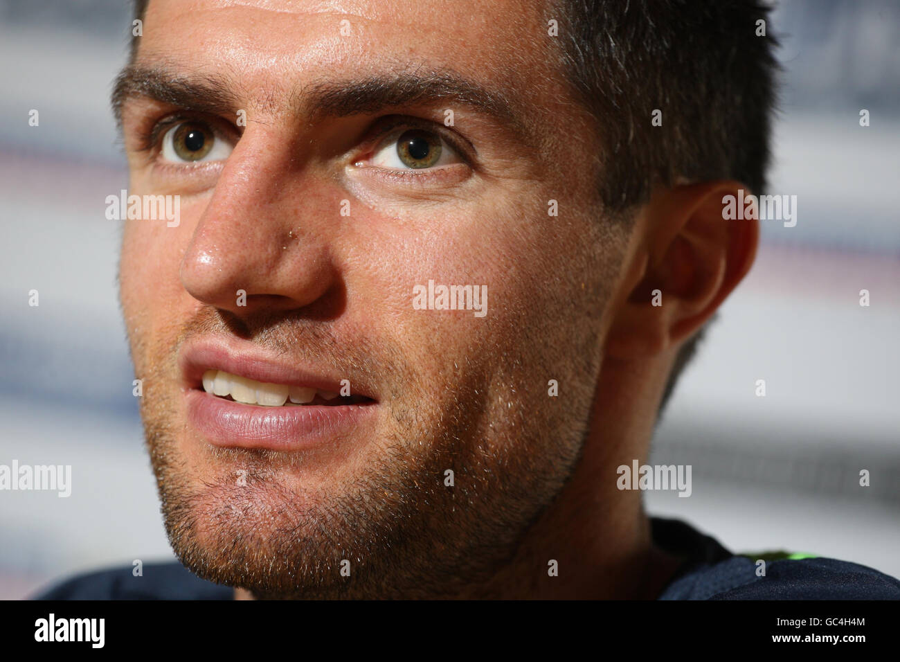 Northern Ireland captain Aaron Hughes during a press conference at the Corinthia Hotel, Prague. Stock Photo