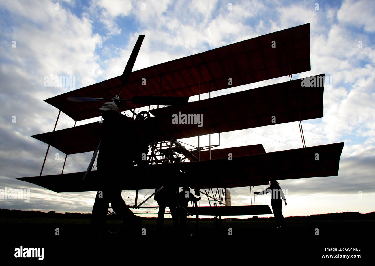 The triplane is taken back by volunteers from the Museum of Science and