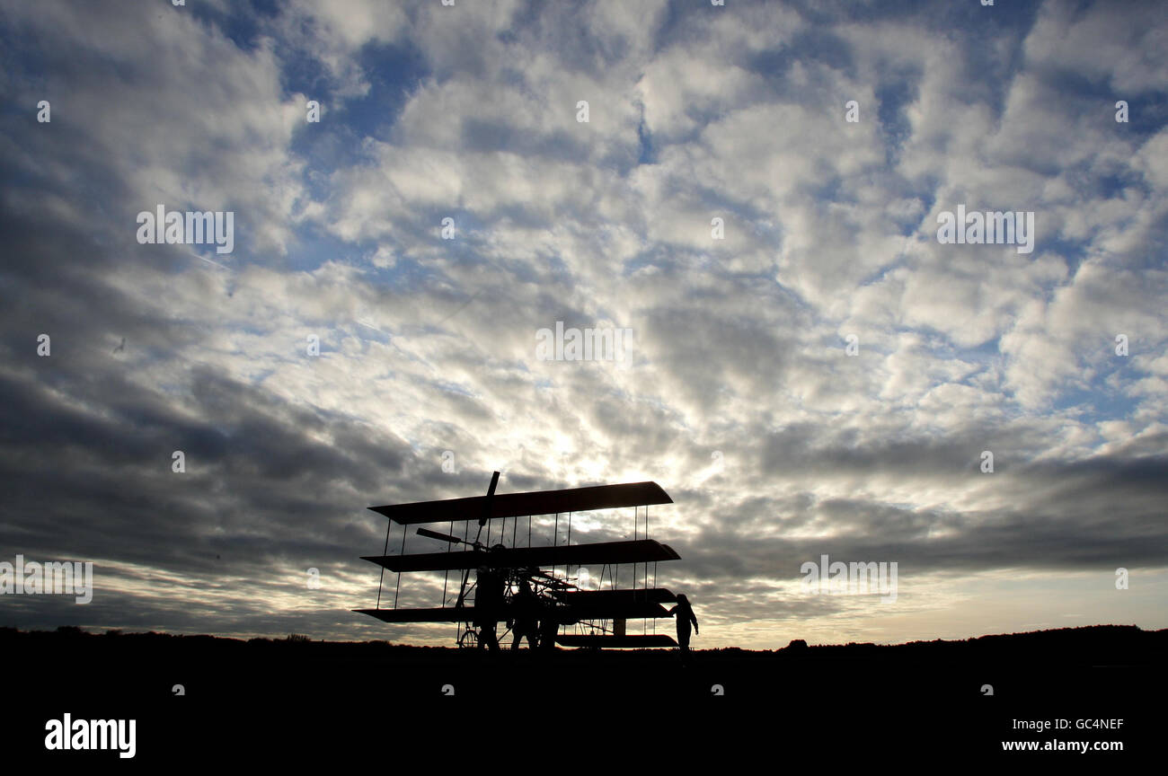 The triplane is taken back by volunteers from the Museum of Science and