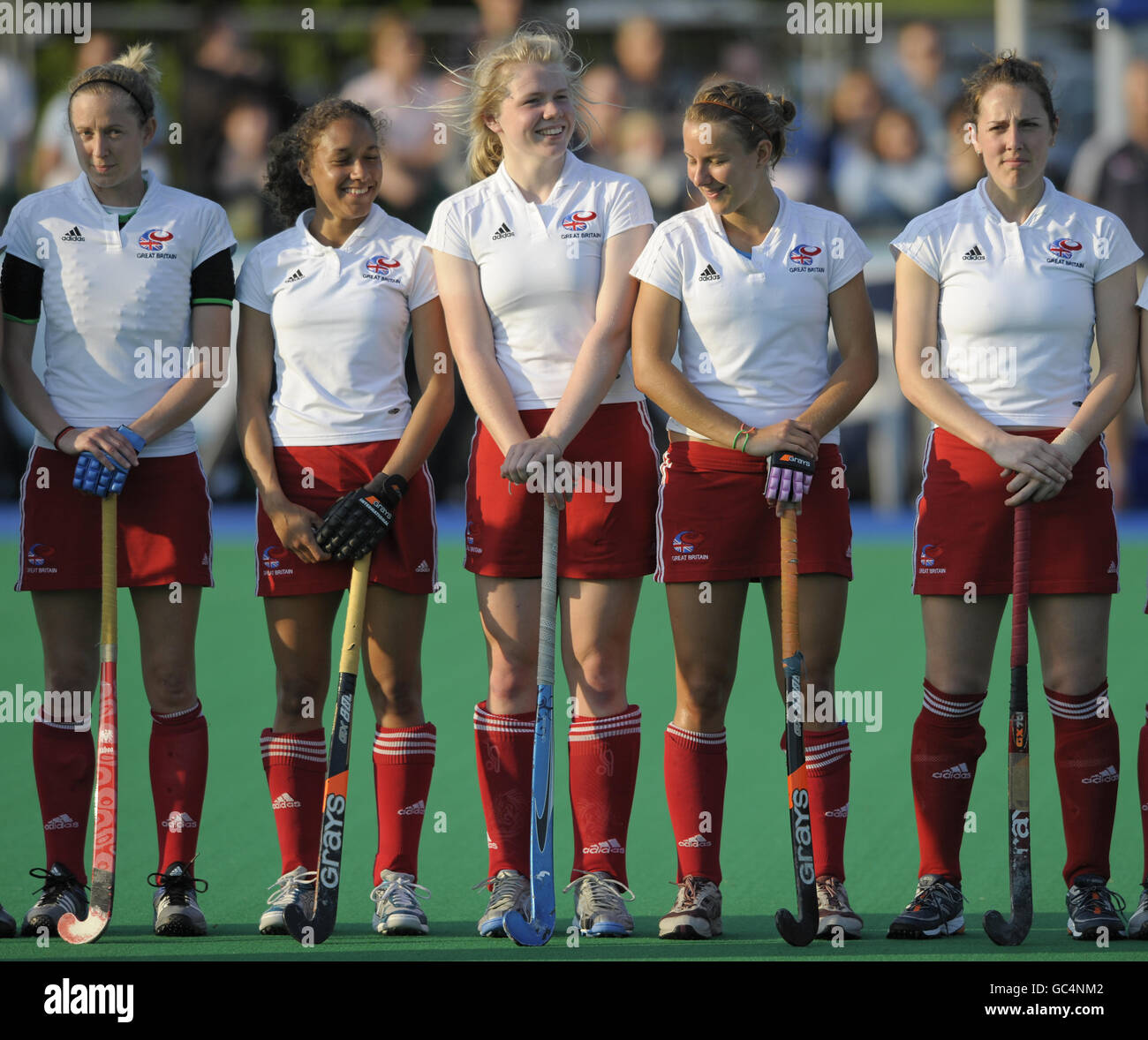 The great britain womens team stand during the national anthem hires