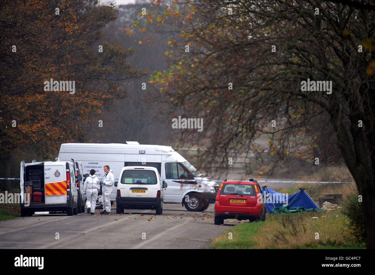 The scene near Sedgefield, County Durham, close to where the body of a teenage girl was found. Stock Photo