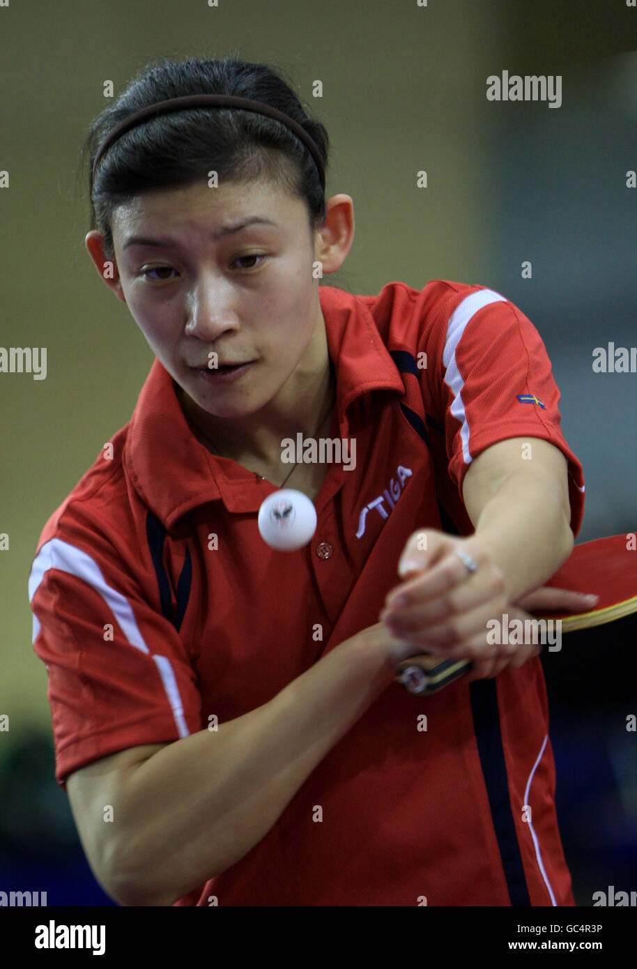 Table Tennis - English National Championships - English Institute of Sport - Sheffield. Ireland's Liu Na serves Stock Photo
