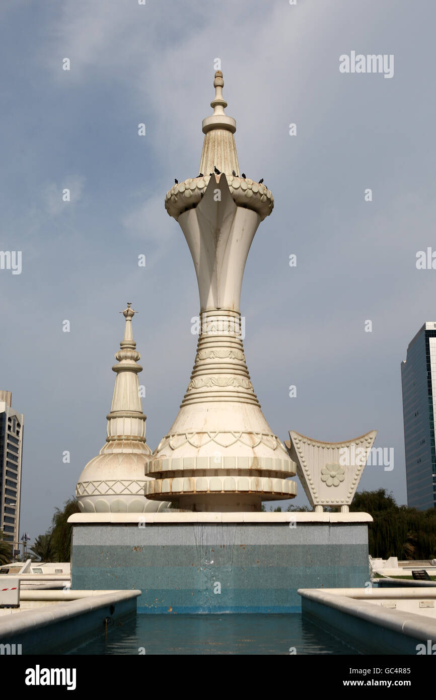 General view of the monuments in Ittahad Square, Abu Dhabi Stock Photo