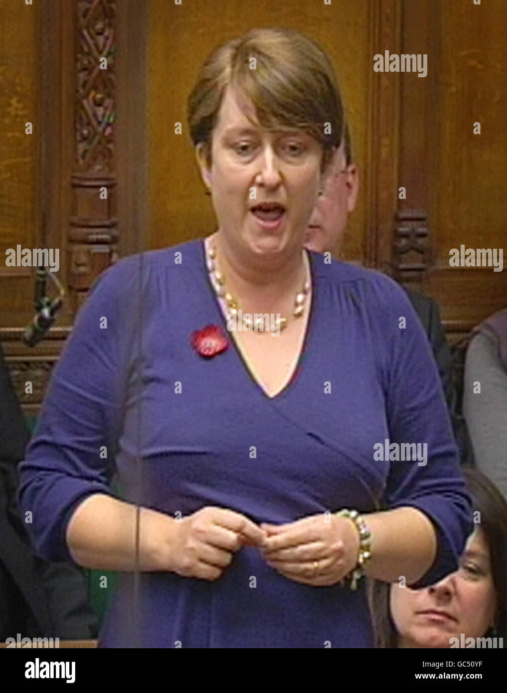 Redditch MP Jacqui Smith speaks during Prime Minister's Questions in the House of Commons, London. Stock Photo
