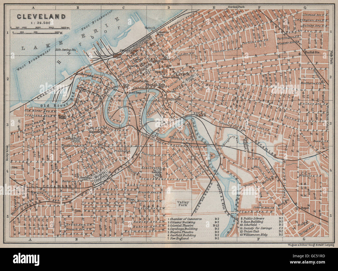 1909 old map Brooklyn Newark Jersey City BAEDEKER NEW YORK CITY Metro area