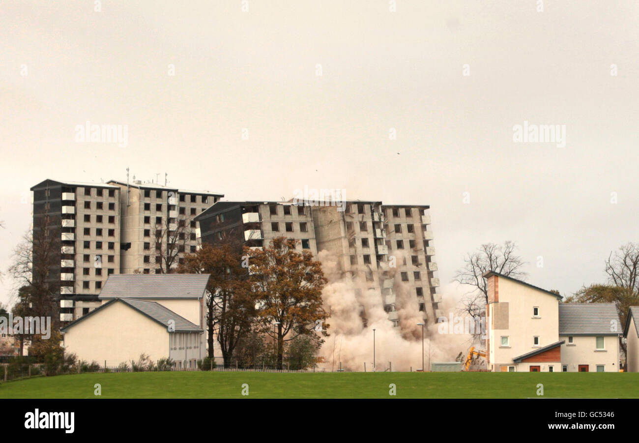Three High rise Flats Demolished Stock Photo Alamy