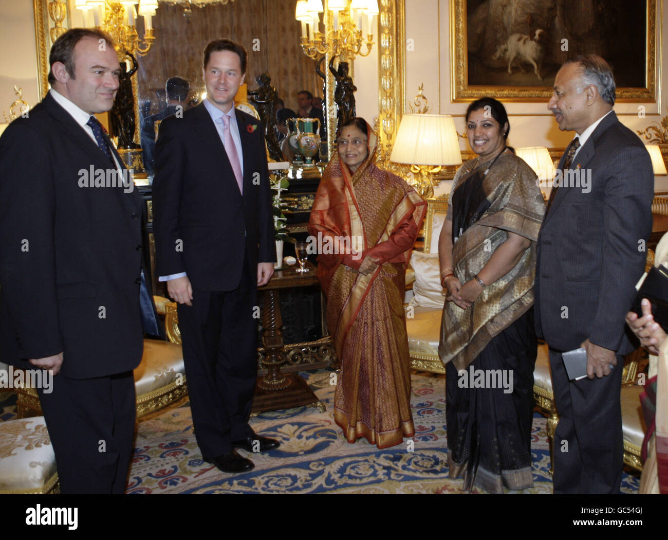 Indian President Pratibha Patil meets Britain's Liberal Democrat Party leader Nick Clegg at Windsor Castle. Stock Photo